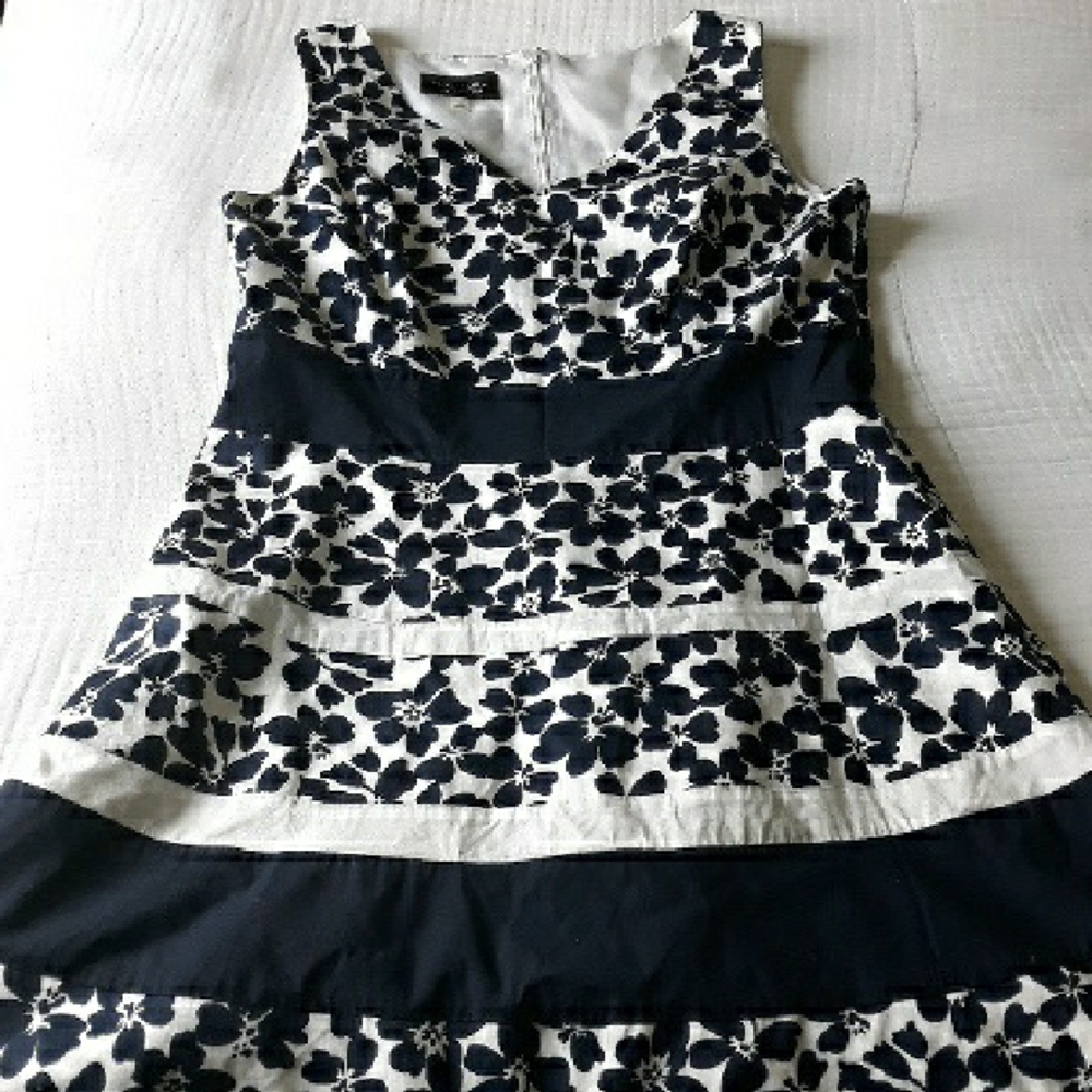 Navy And White Floral Dress